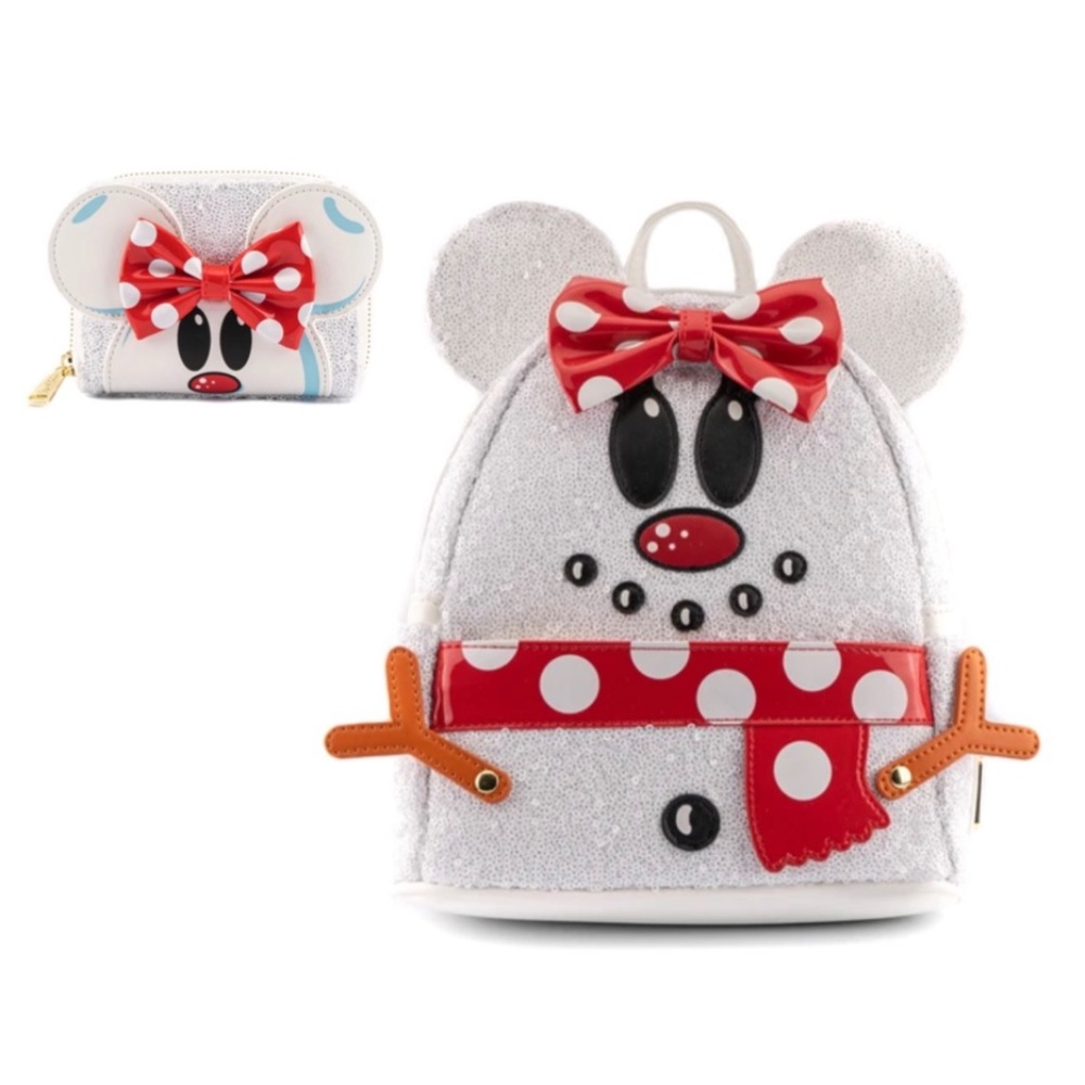 Loungefly Disney Snow Minnie Mouse Sequin Cosplay Mini Backpack & Wallet